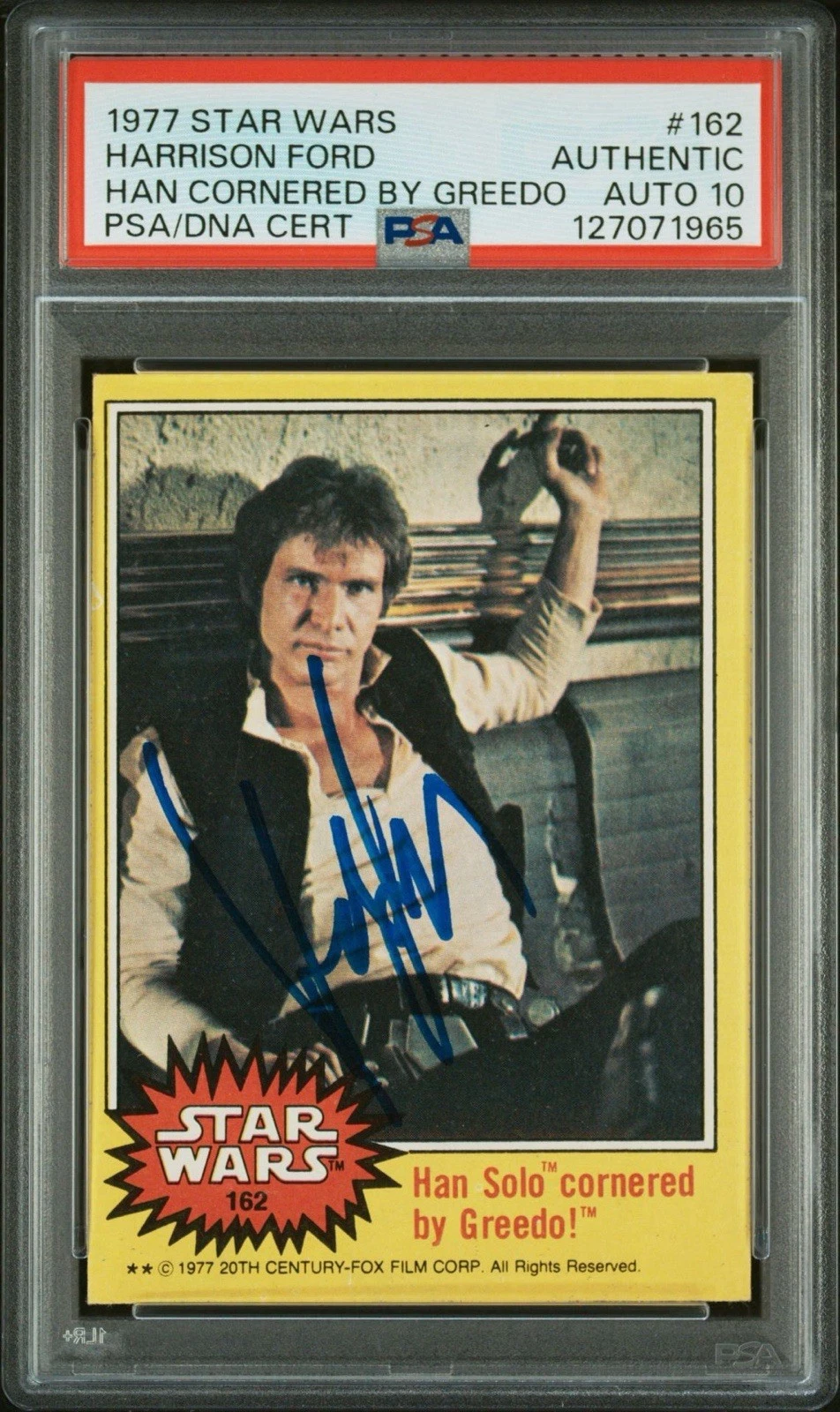 1977 Topps Star Wars #162 Harrison Ford Signed Han Solo Rookie PSA GEM 10 AUTO
