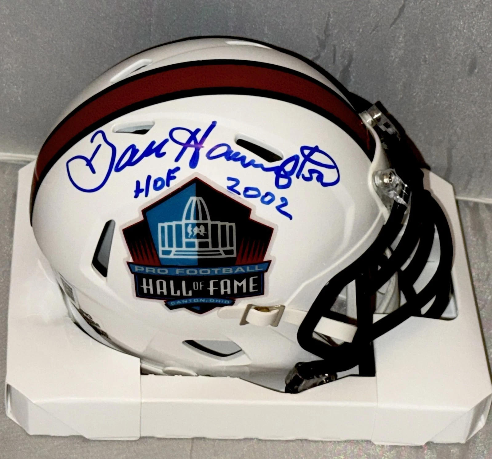 Dan Hampton Bears signed Hall of Fame mini helmet W/ HOF Inscrip Beckett Witness