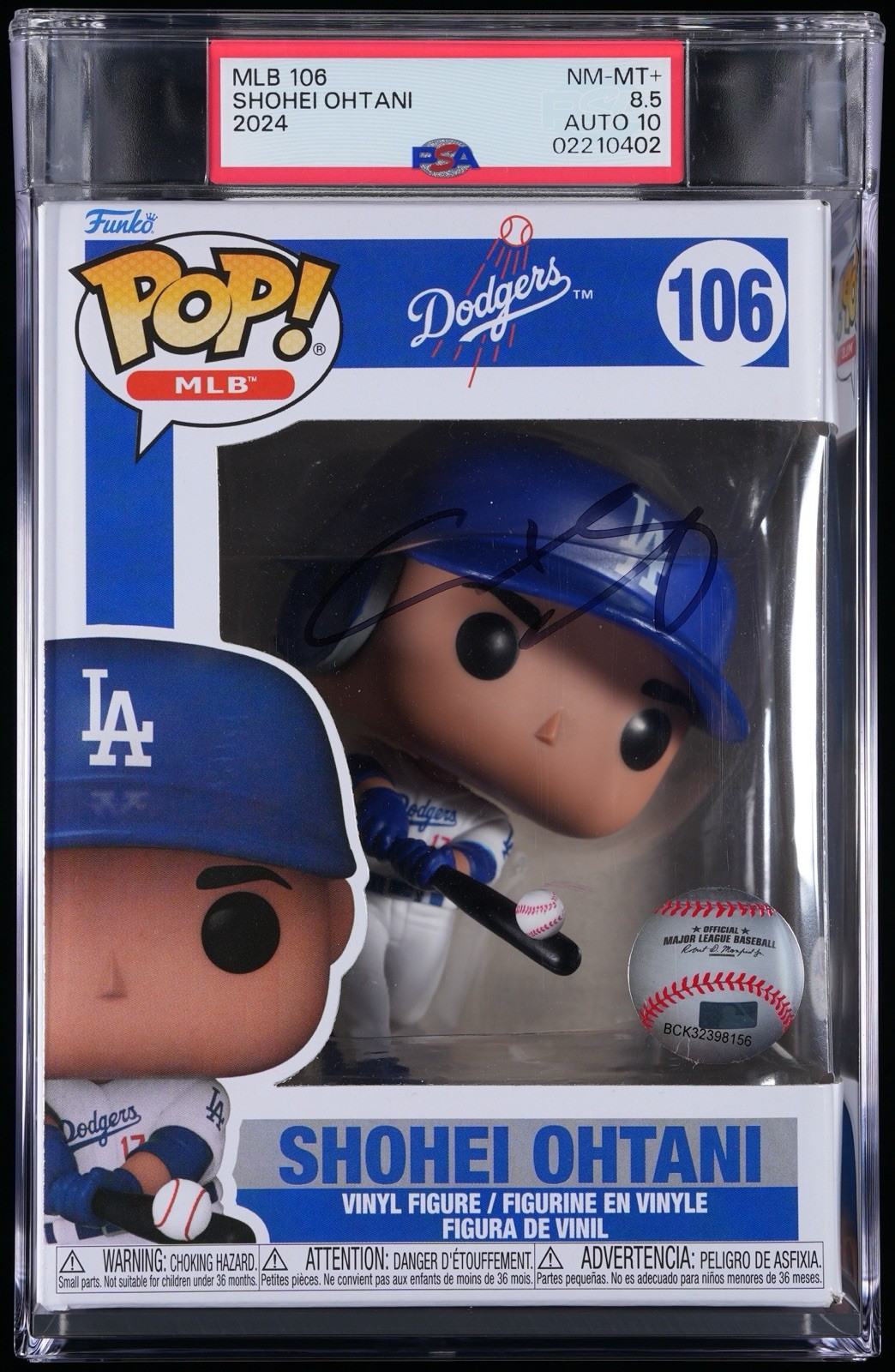 Shohei Ohtani Signed Autographed Funko Pop #106 Los Angeles Dodgers PSA/DNA 8.5