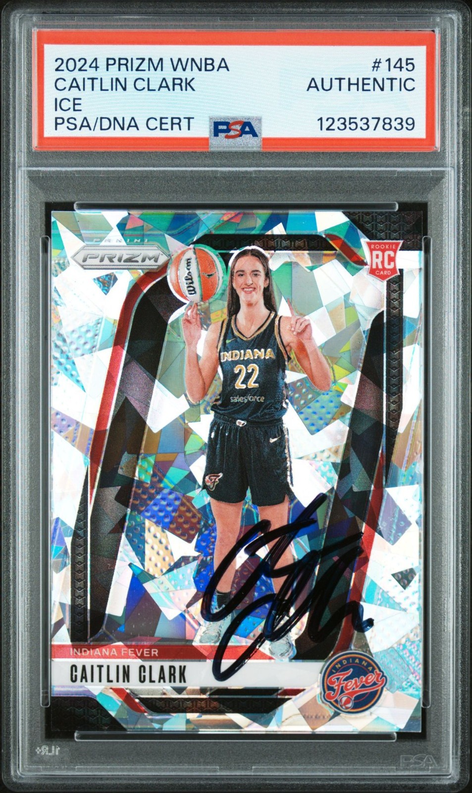 Caitlin Clark Autographed Signed 2024 Prizm WNBA Ice Rookie #145 RC Auto PSA/DNA