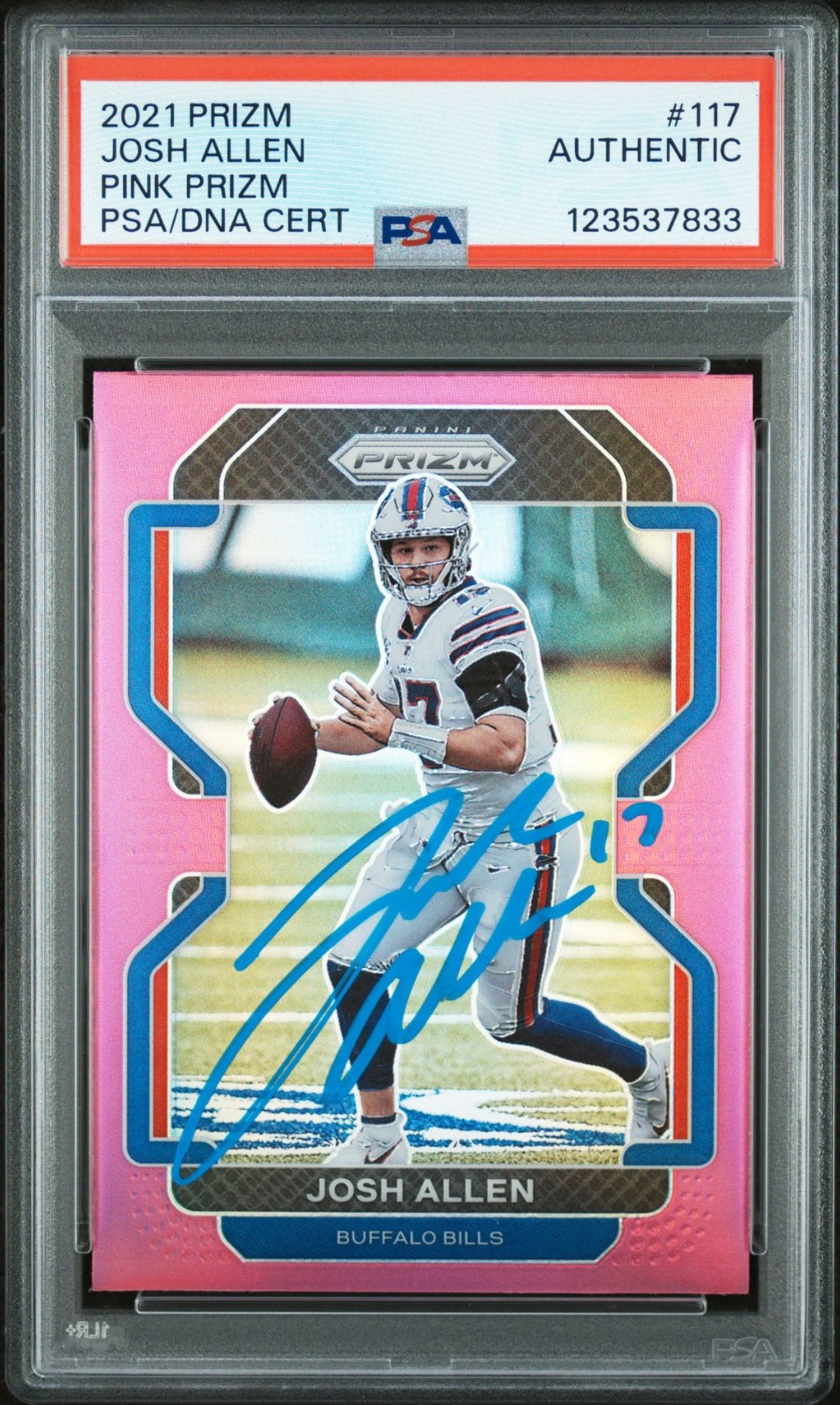 Josh Allen Signed 2021 Panini NFL Prizm Pink Buffalo Bills #117 MVP Auto PSA/DNA