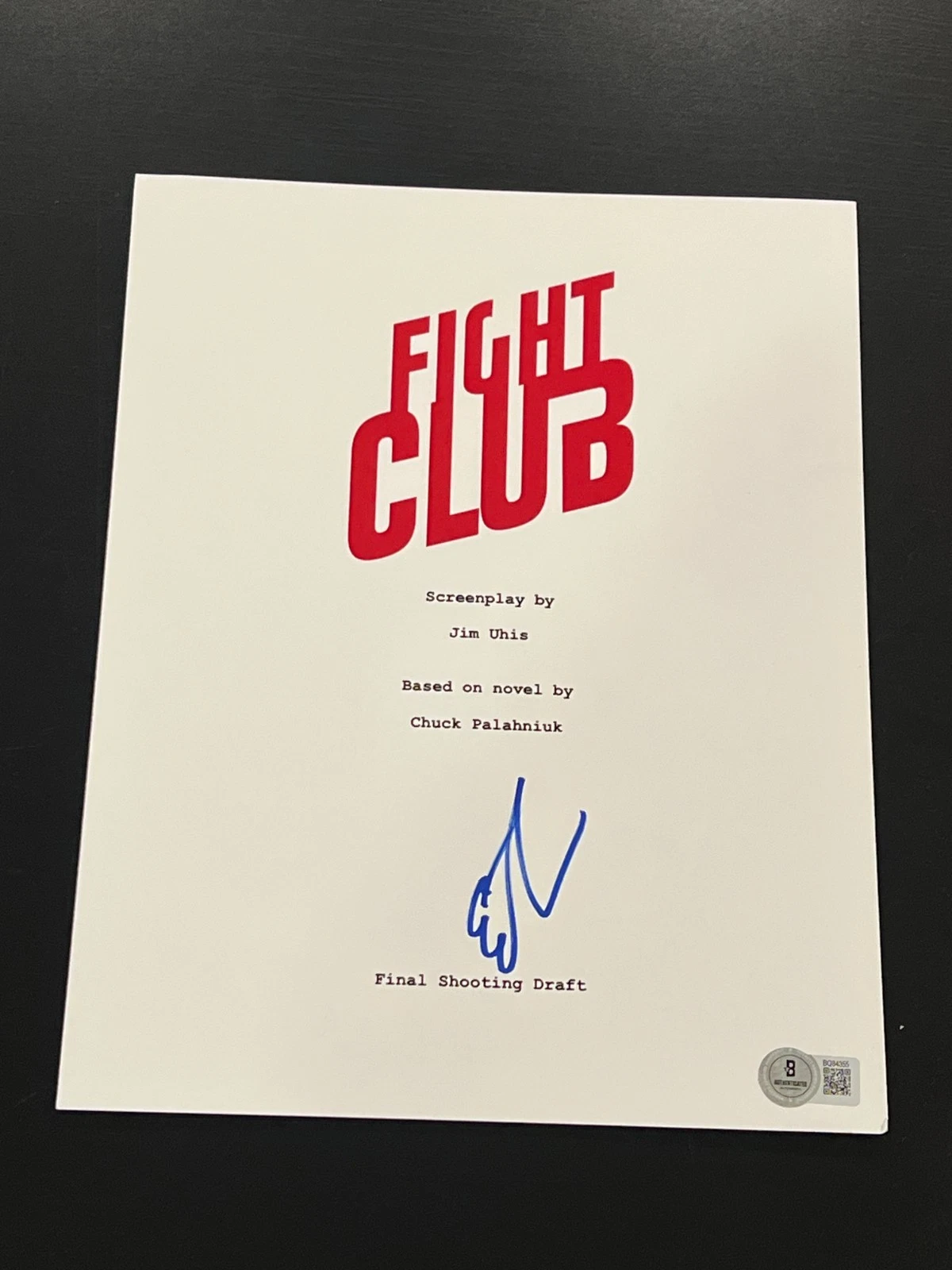 ED NORTON SIGNED AUTOGRAPH MOVIE SCRIPT FIGHT CLUB BECKETT BAS BRAD PITT COA