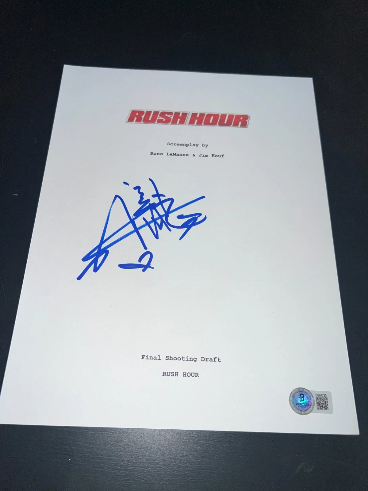 JACKIE CHAN SIGNED AUTOGRAPH RUSH HOUR MOVIE SCRIPT FULL SCRIPT BECKETT BAS F
