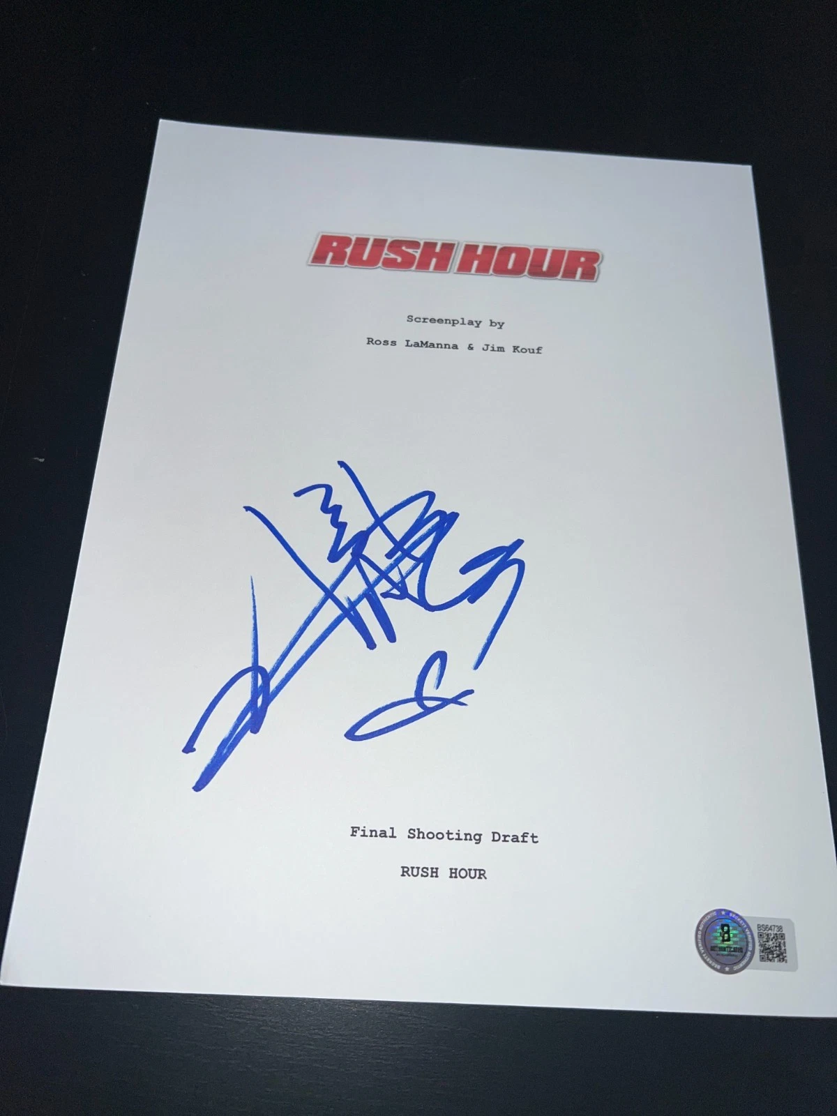 JACKIE CHAN SIGNED AUTOGRAPH RUSH HOUR MOVIE SCRIPT FULL SCRIPT BECKETT BAS G
