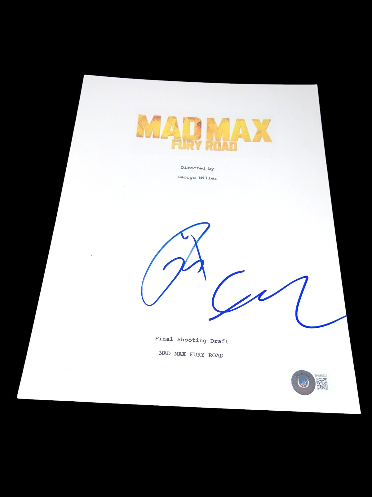 TOM HARDY GEORGE MILLER SIGNED AUTOGRAPH MOVIE SCRIPT MAD MAX BECKETT BAS AUTO D