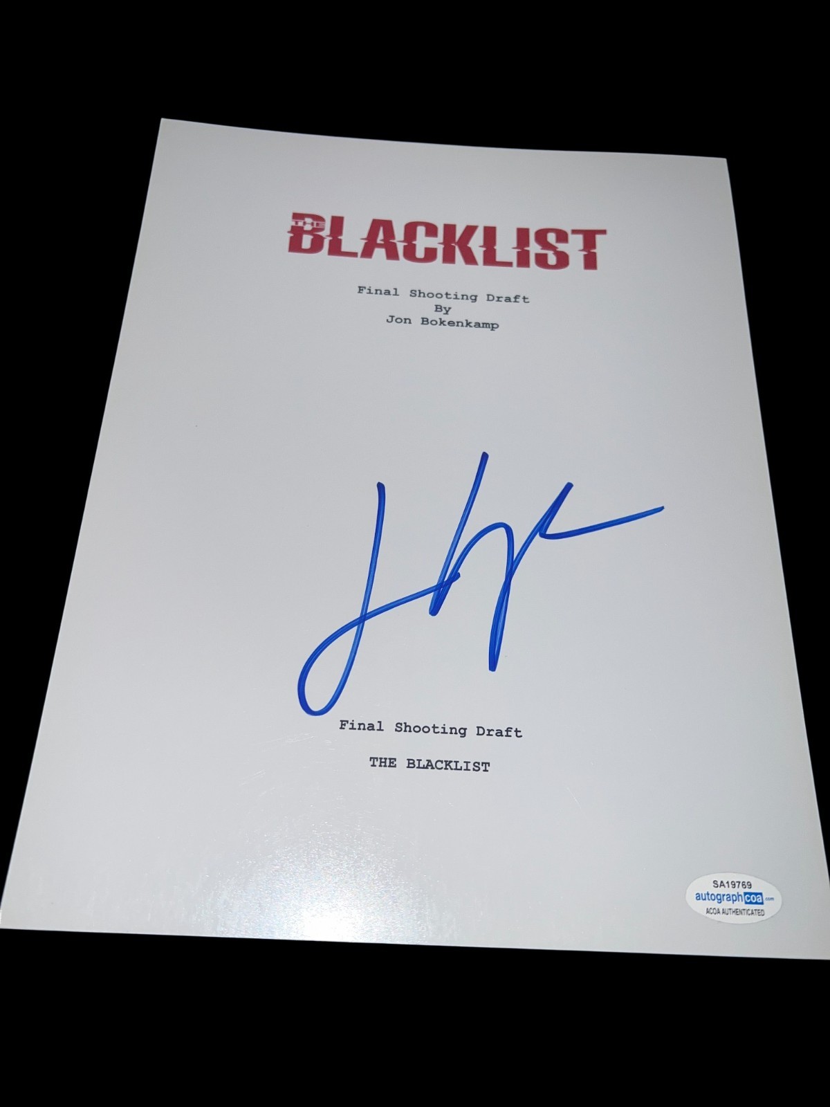 JAMES SPADER SIGNED AUTOGRAPH SCRIPT BLACKLIST RARE ACOA ALL PAGES COA X1 BAS