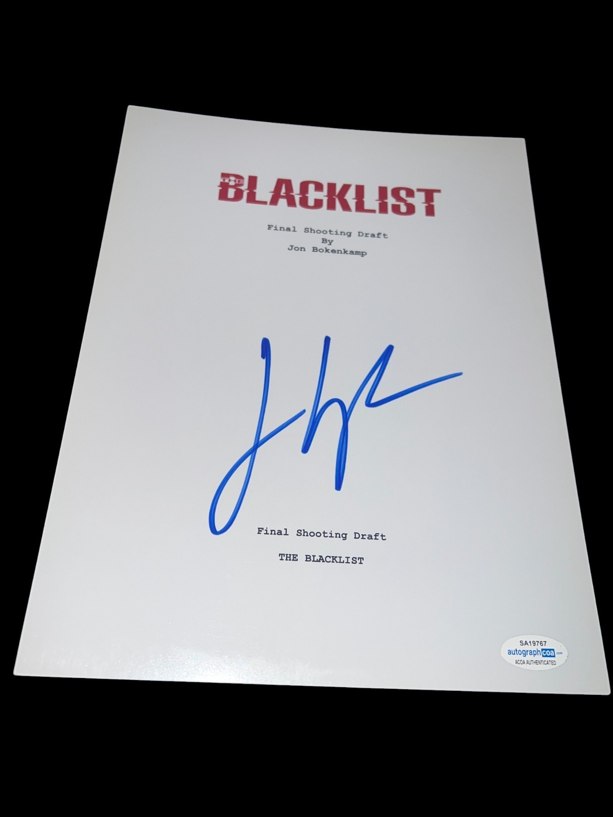 JAMES SPADER SIGNED AUTOGRAPH SCRIPT BLACKLIST RARE ACOA ALL PAGES COA X2 BAS