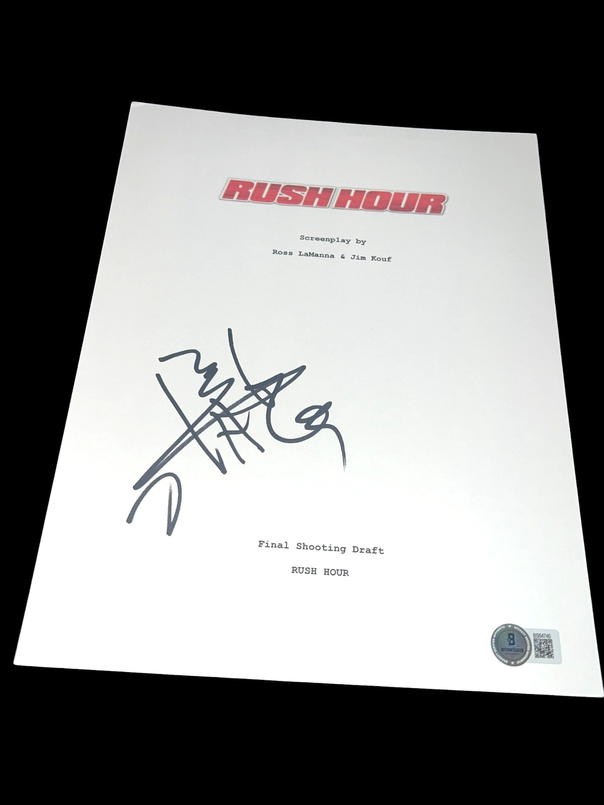 JACKIE CHAN SIGNED AUTOGRAPH RUSH HOUR MOVIE SCRIPT FULL SCRIPT BECKETT BAS X2