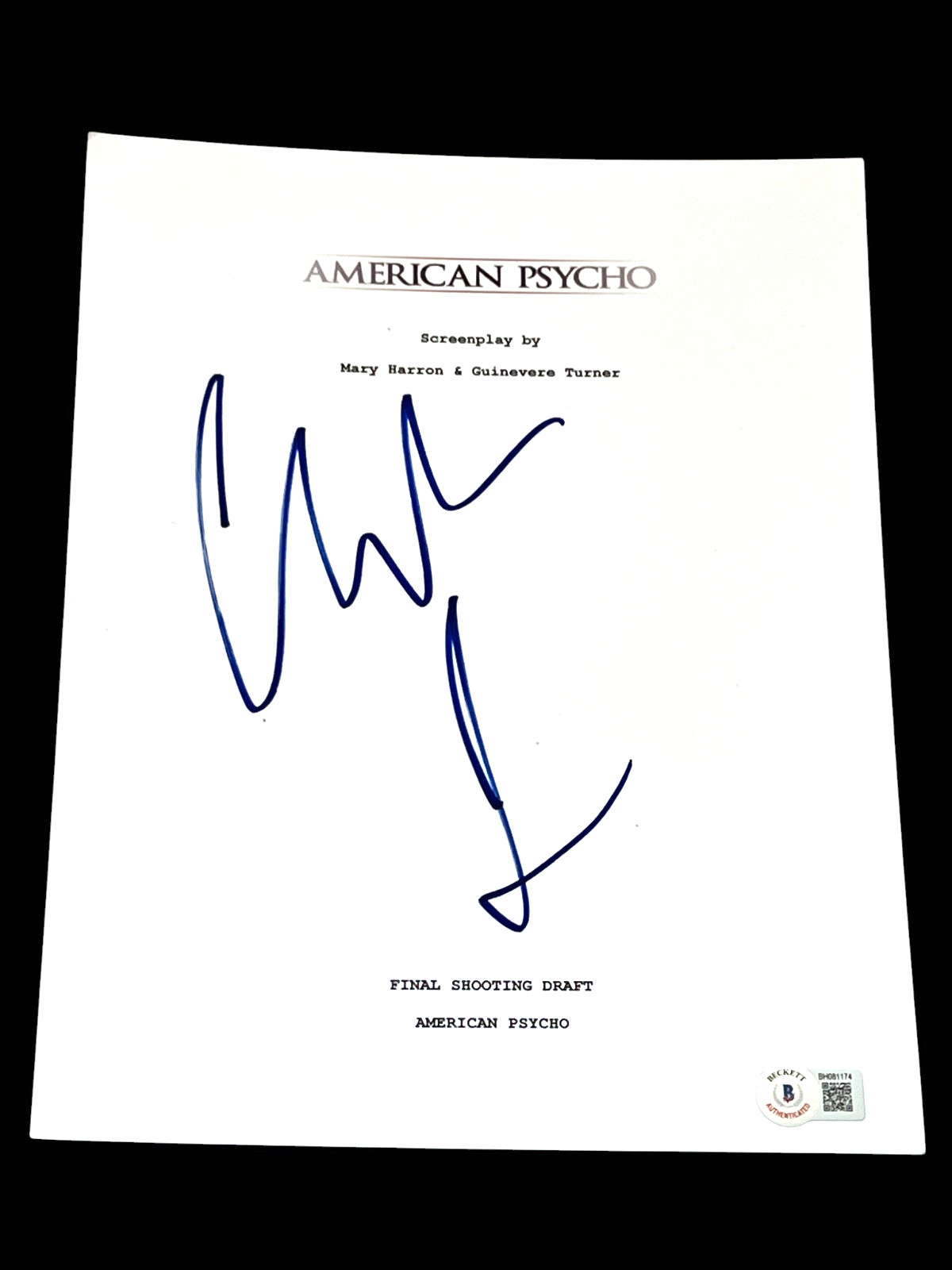CHRISTIAN BALE SIGNED AUTOGRAPH MOVIE SCRIPT AMERICAN PSYCHO BECKETT BAS COA D