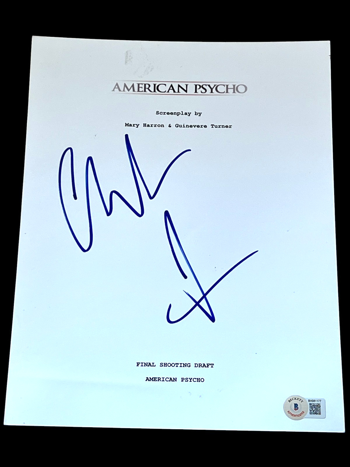 CHRISTIAN BALE SIGNED AUTOGRAPH MOVIE SCRIPT AMERICAN PSYCHO BECKETT BAS COA F