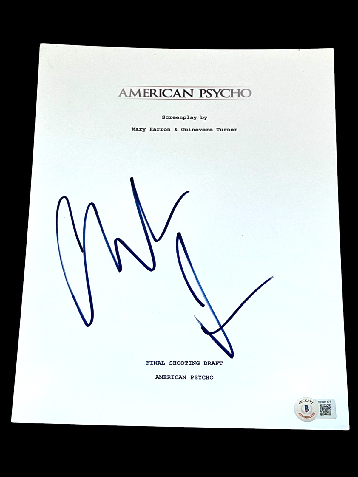 CHRISTIAN BALE SIGNED AUTOGRAPH MOVIE SCRIPT AMERICAN PSYCHO BECKETT BAS COA E