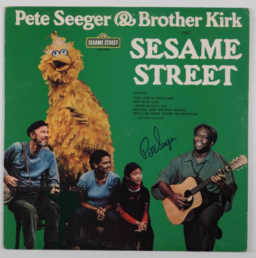 Pete Seeger JSA Signed Autograph Record Album Vinyl Sesame Street