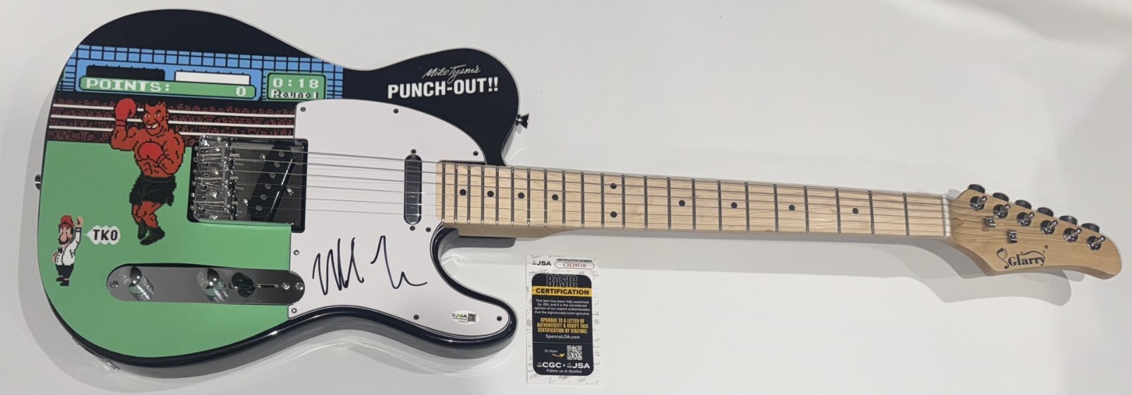MIKE TYSON SIGNED CUSTOM PUNCH-OUT ELECTRIC GUITAR  VERY RARE JSA COA