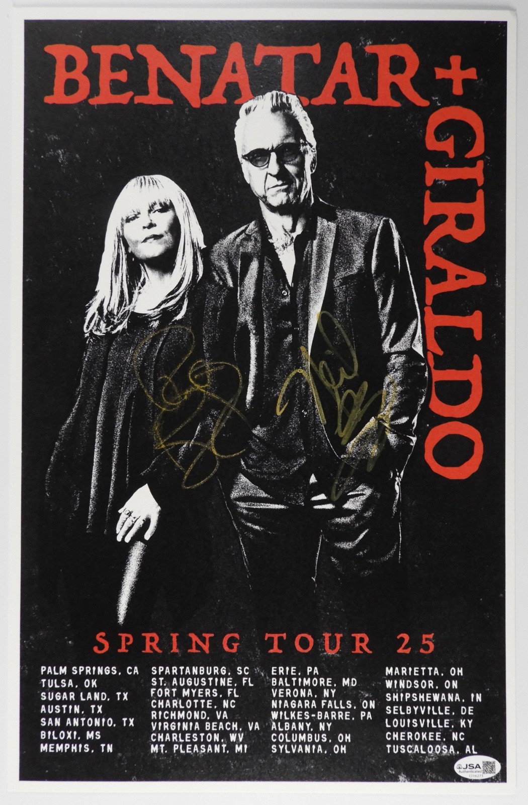 Pat Benatar Neil Giraldo JSA Signed Autograph Tour Lithograph