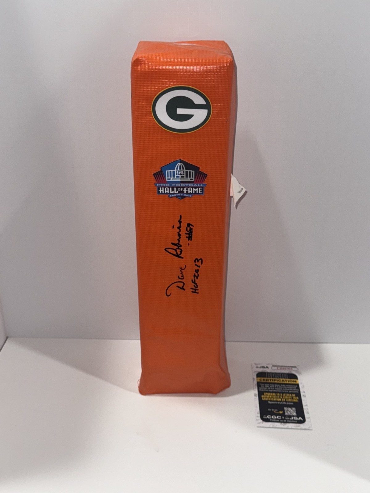 DAVE ROBINSON SIGNED TOUCHDOWN PYLON GREEN BAY PACKERS FOOTBALL HOF JSA COA