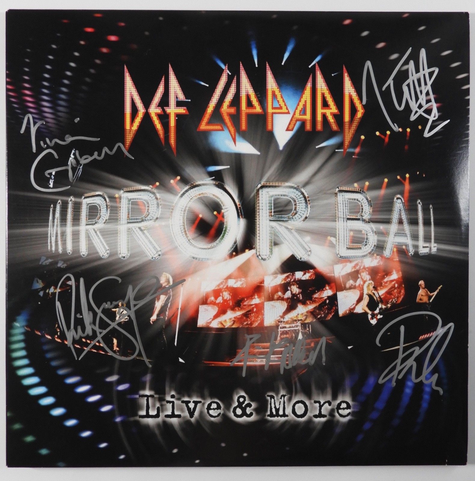 Def Leppard JSA Fully Signed Mirror Ball Live Autograph Album Record Vinyl