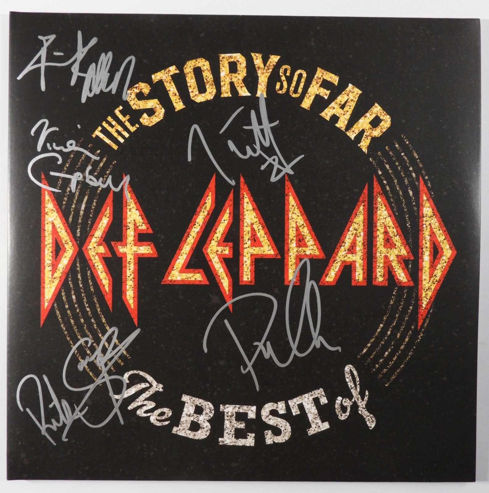 Def Leppard JSA Fully Signed Autograph Album Record Vinyl Story So Far Best Of