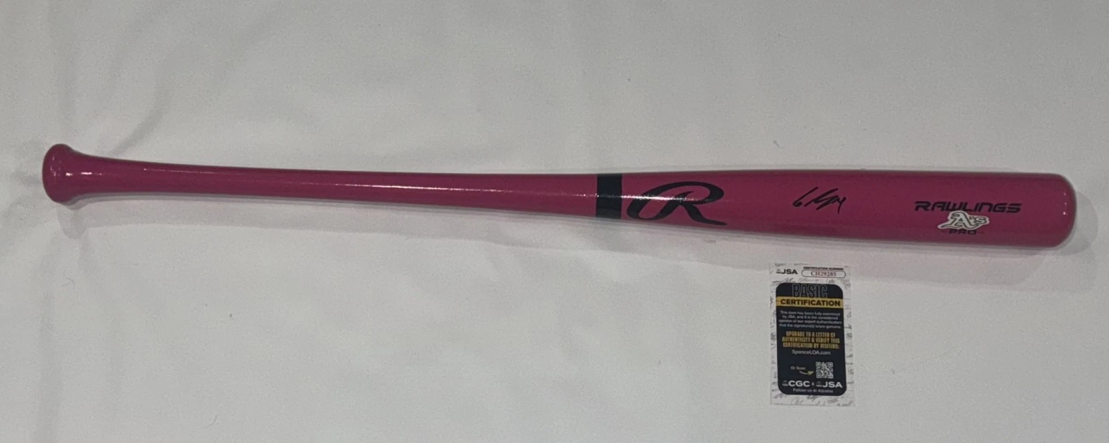 LAWRENCE BUTLER SIGNED FULL SIZE PINK RAWLINGS BAT OAKLAND ATHLETICS A'S JSA COA