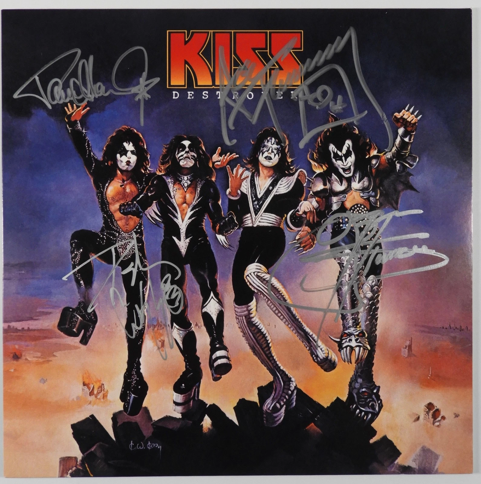 KISS JSA Fully Signed Autograph Album Vinyl Record Destroyer Ace Frehley +