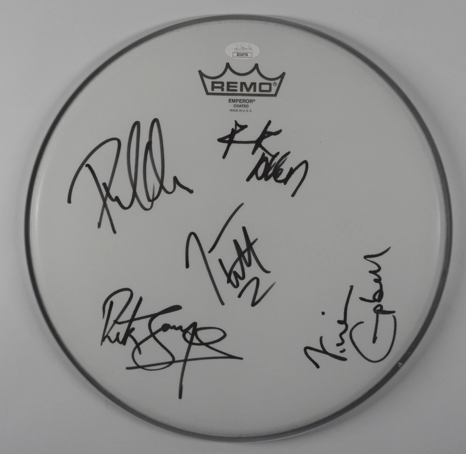 Def Leppard JSA Fully Signed Autograph Drumhead Rick Allen +