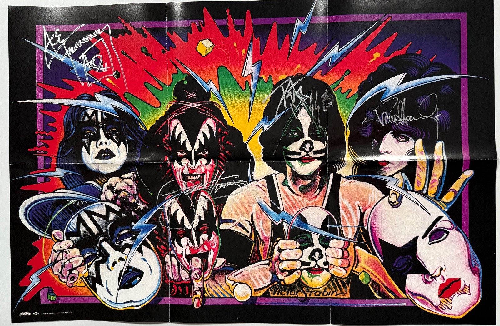 KISS Fully Signed Autograph JSA Unmasked Poster Ace Frehley Gene Simmons +