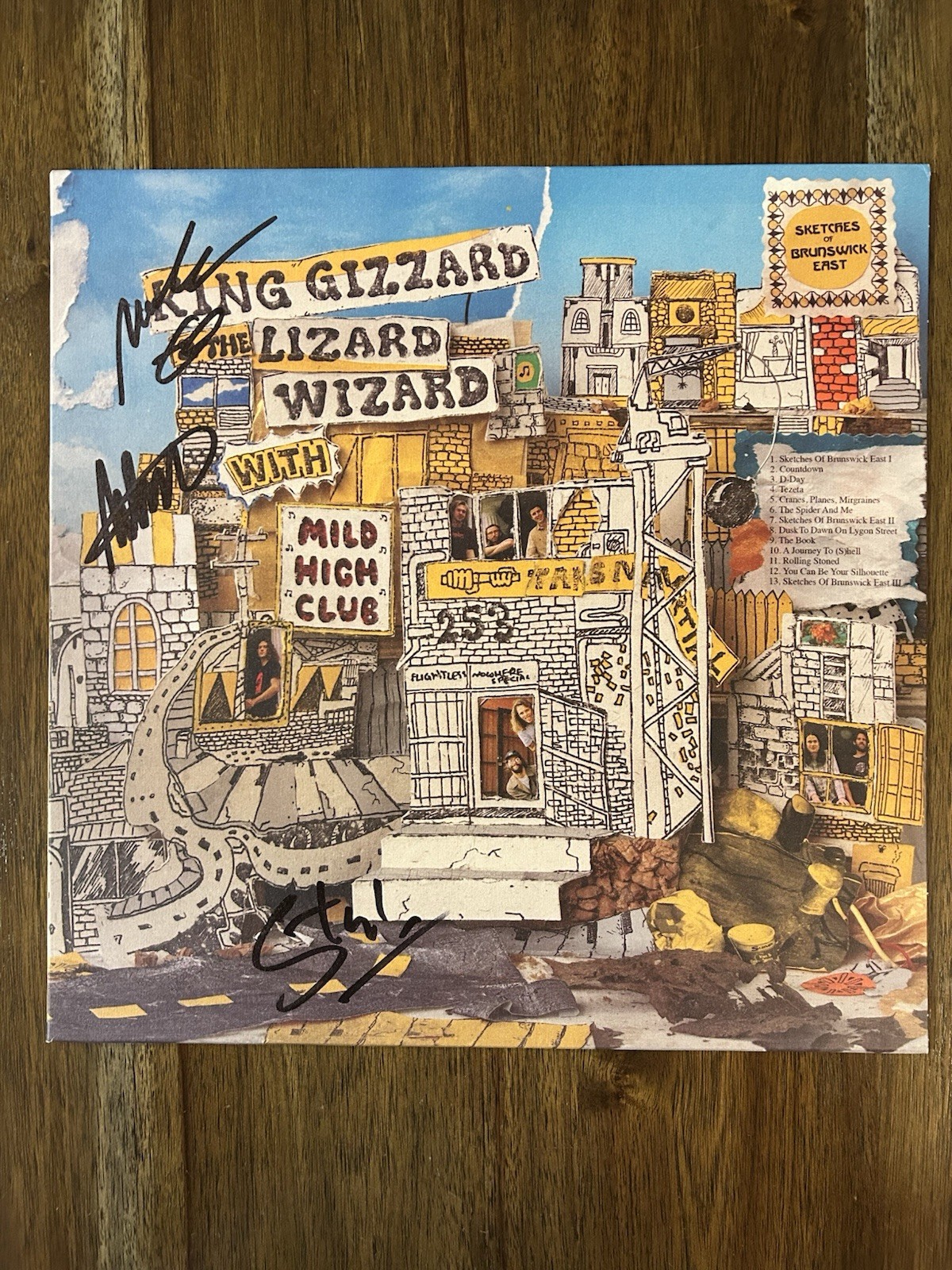 ‘King Gizzard & The Lizard Wizard’ Band Signed Sketches Of Brunswick Vinyl Album