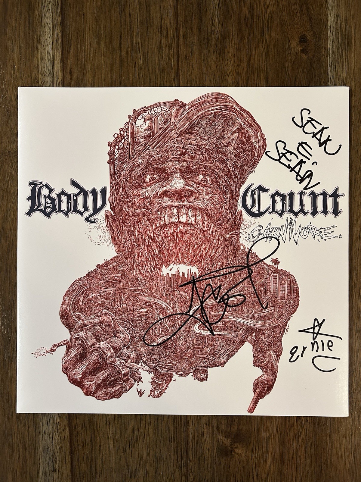 Ice-T ‘Body Count’ Signed ‘Carnivore’ Vinyl Album Ernie C & Sean E Sean Ice T