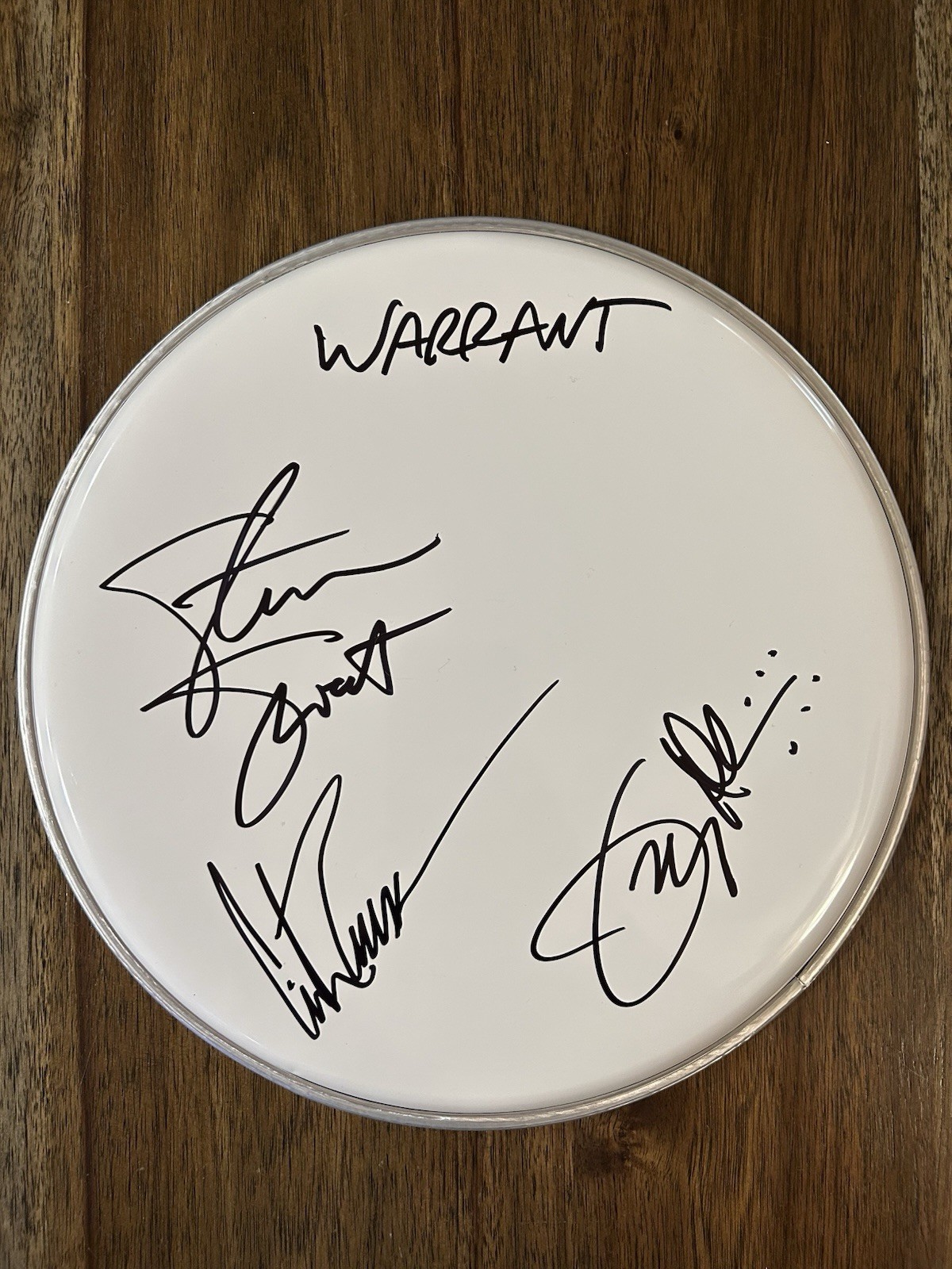 ‘Warrant’ Band Signed Drumhead 10” ‘Cherry Pie’ Erik, Joey & Steven
