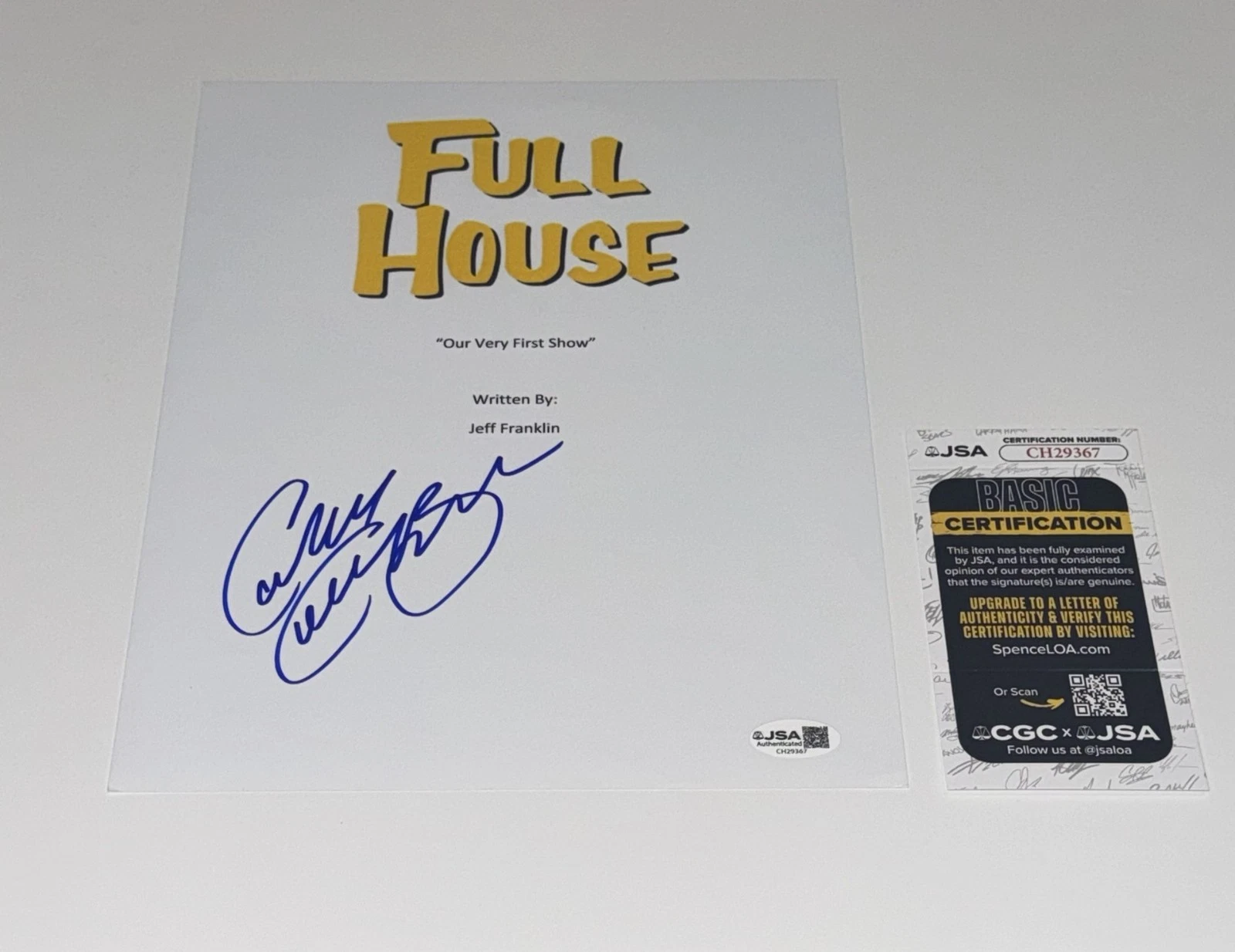 CANDACE CAMERON BURE SIGNED FULL HOUSE PILOT SCRIPT JSA COA