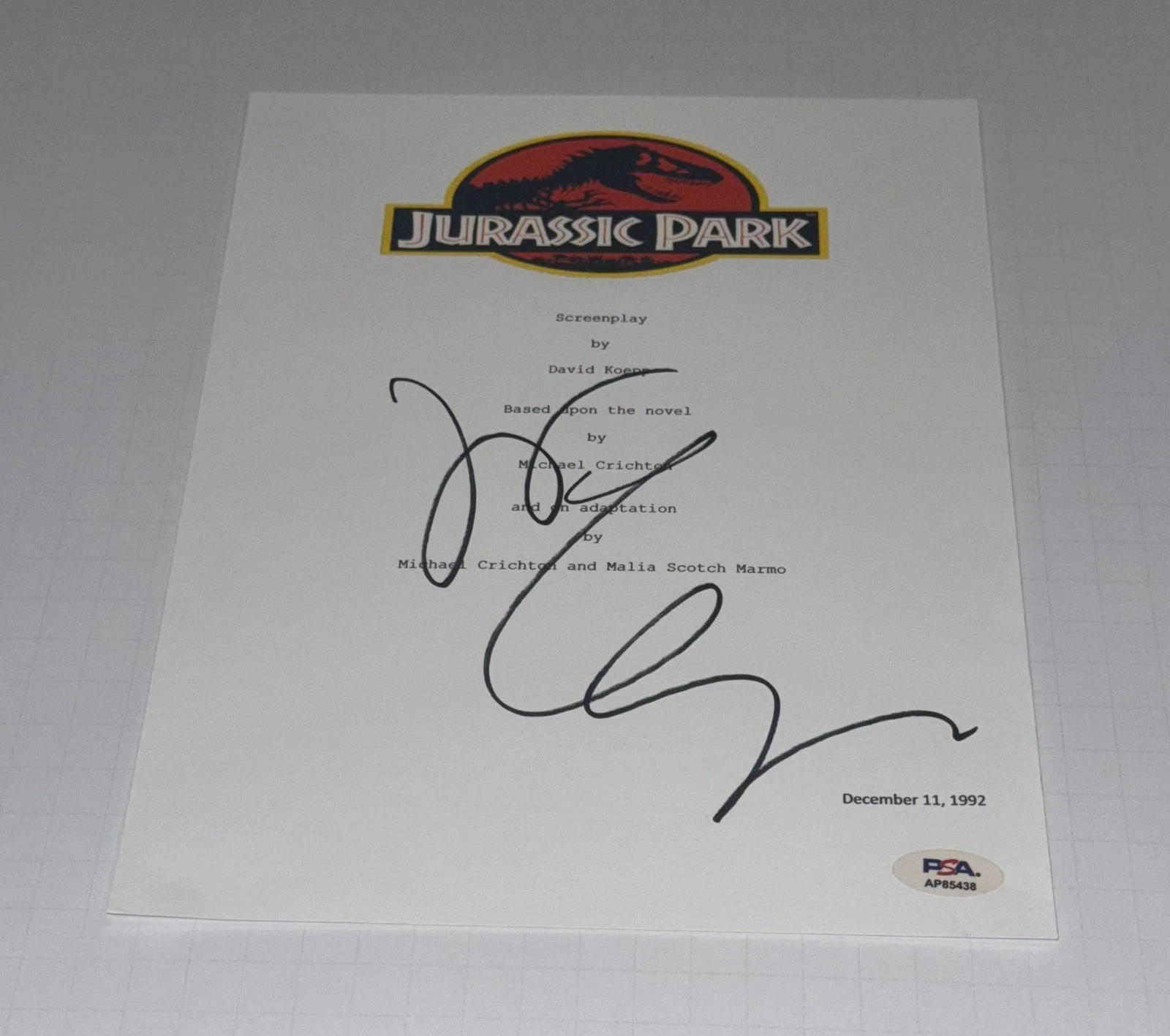 JEFF GOLDBLUM SIGNED JURASSIC PARK FULL MOVIE SCRIPT PSA COA