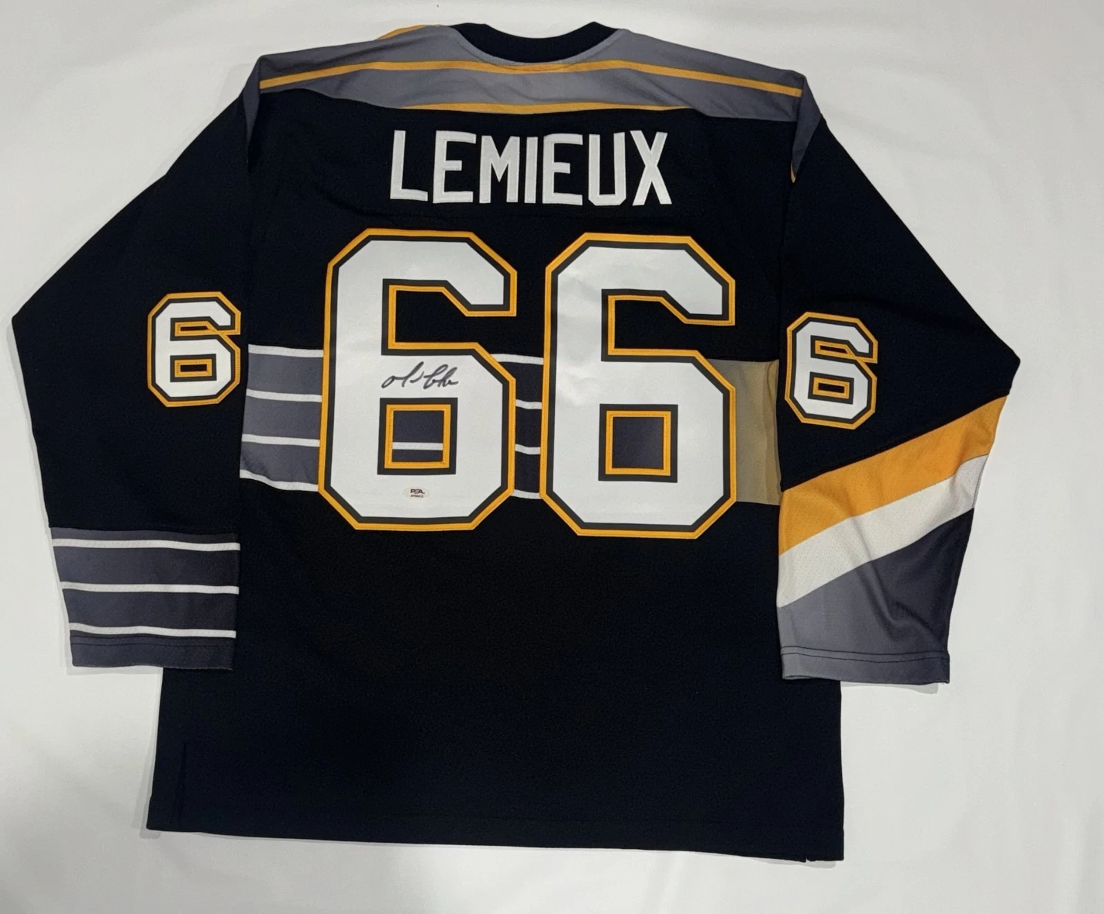 MARIO LEMIEUX SIGNED MITCHELL & NESS ROBO PENGUINS GRADIENT JERSEY PSA COA