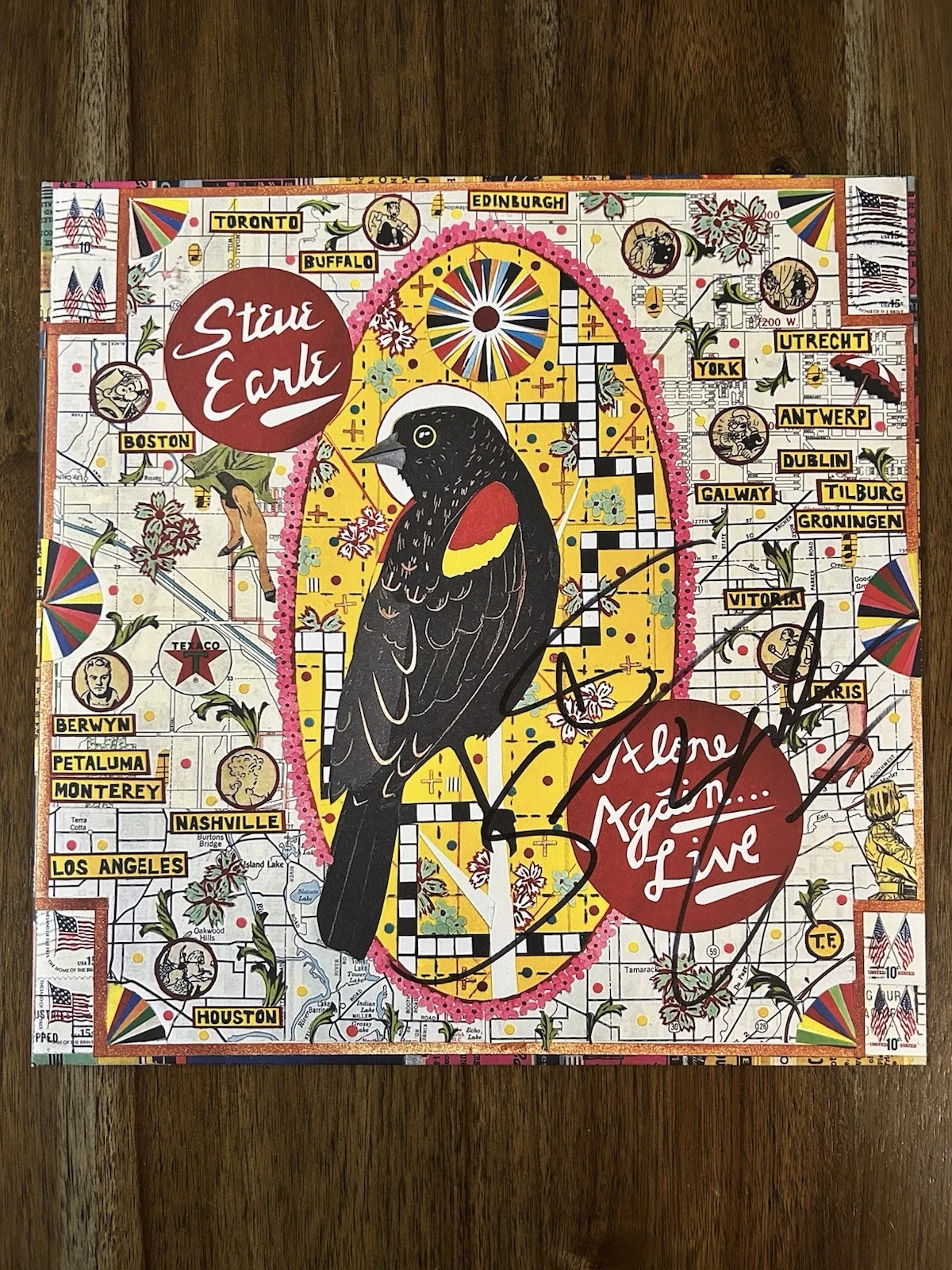 Steve Earle ‘Alone Again’ Signed Vinyl Album Folk Singer Beckett