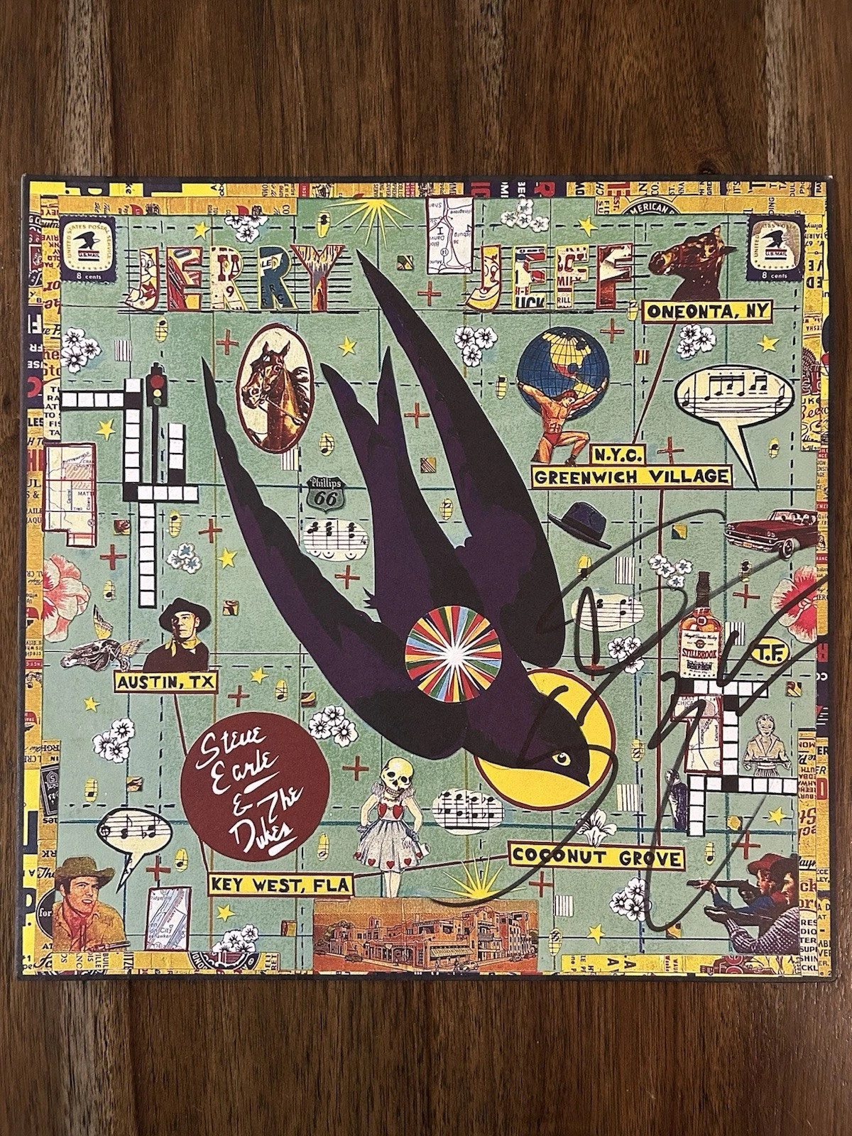 Steve Earle ‘Jerry Jeff’ Signed Vinyl Album Folk Singer Beckett