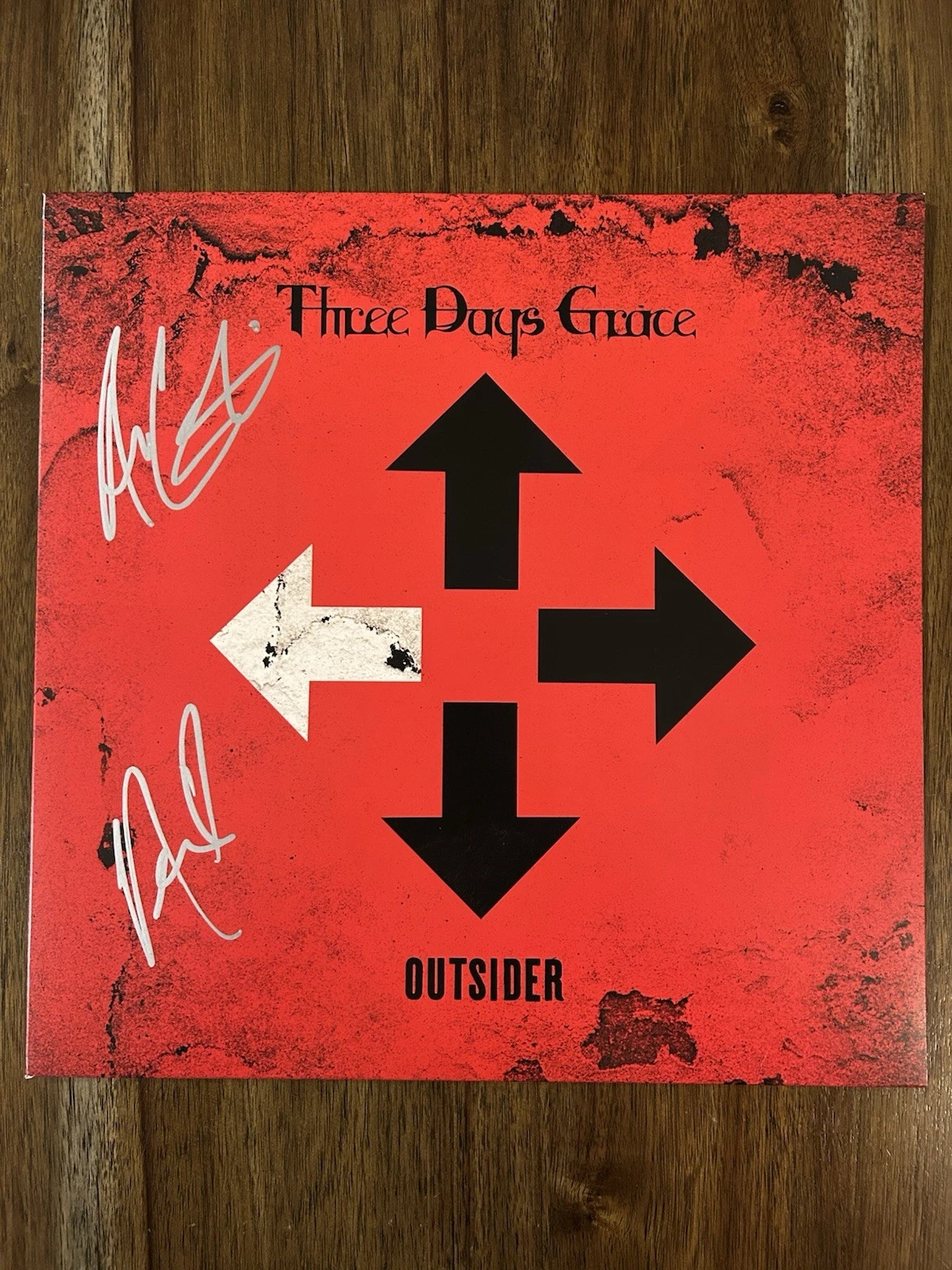 Adam Gontier & Neil ‘Three Days Grace’ Band Signed Outsider Vinyl Album Beckett