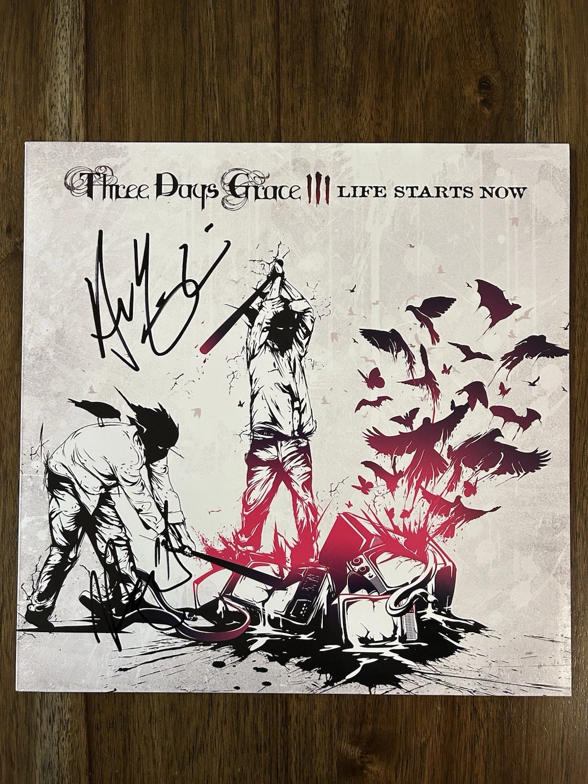 Adam Gontier & Neil ‘Three Days Grace’ Band Signed ‘Life Starts Now’ Vinyl Album