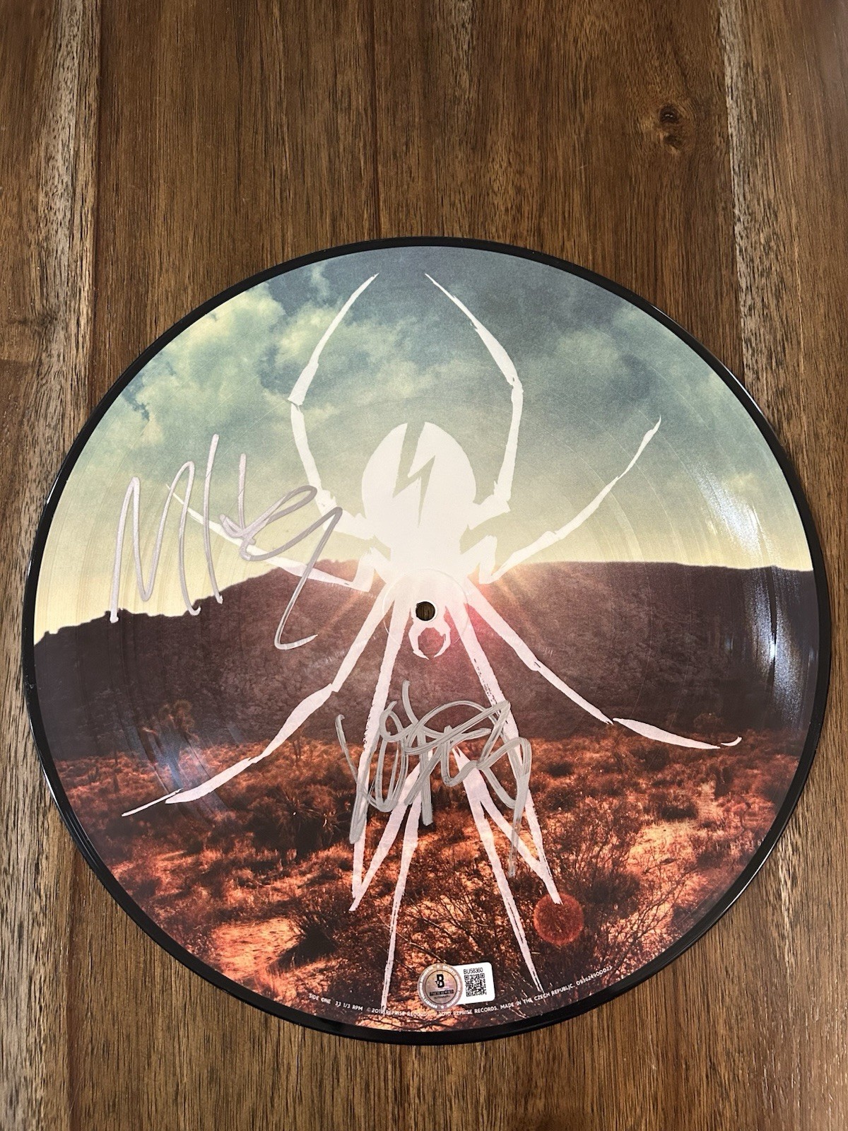 Frank Iero & Mikey Way Signed ‘My Chemical Romance’ Vinyl Picture Disk Beckett