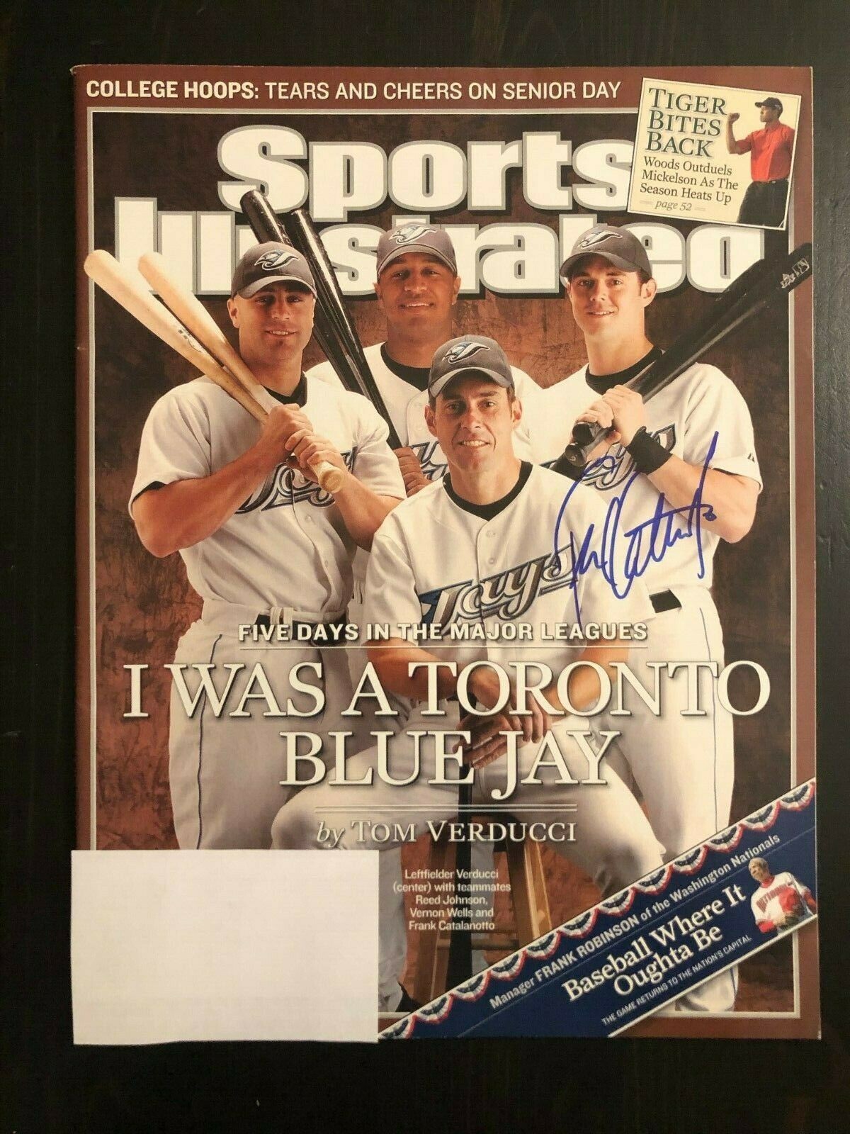 FRANK CATALANOTTO SIGNED AUTOGRAPH SPORTS ILLUSTRATED MAGAZINE 3/14/05 BLUE JAYS
