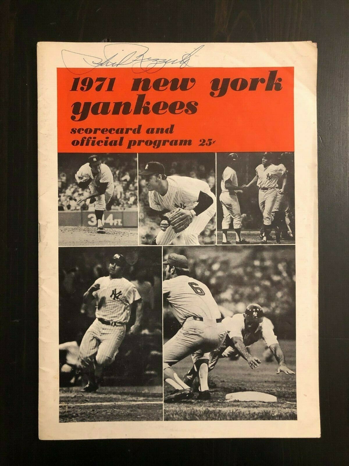 PHIL RIZZUTO SIGNED AUTOGRAPH NEW YORK YANKEES SCORECARD, PROGRAM - HOF