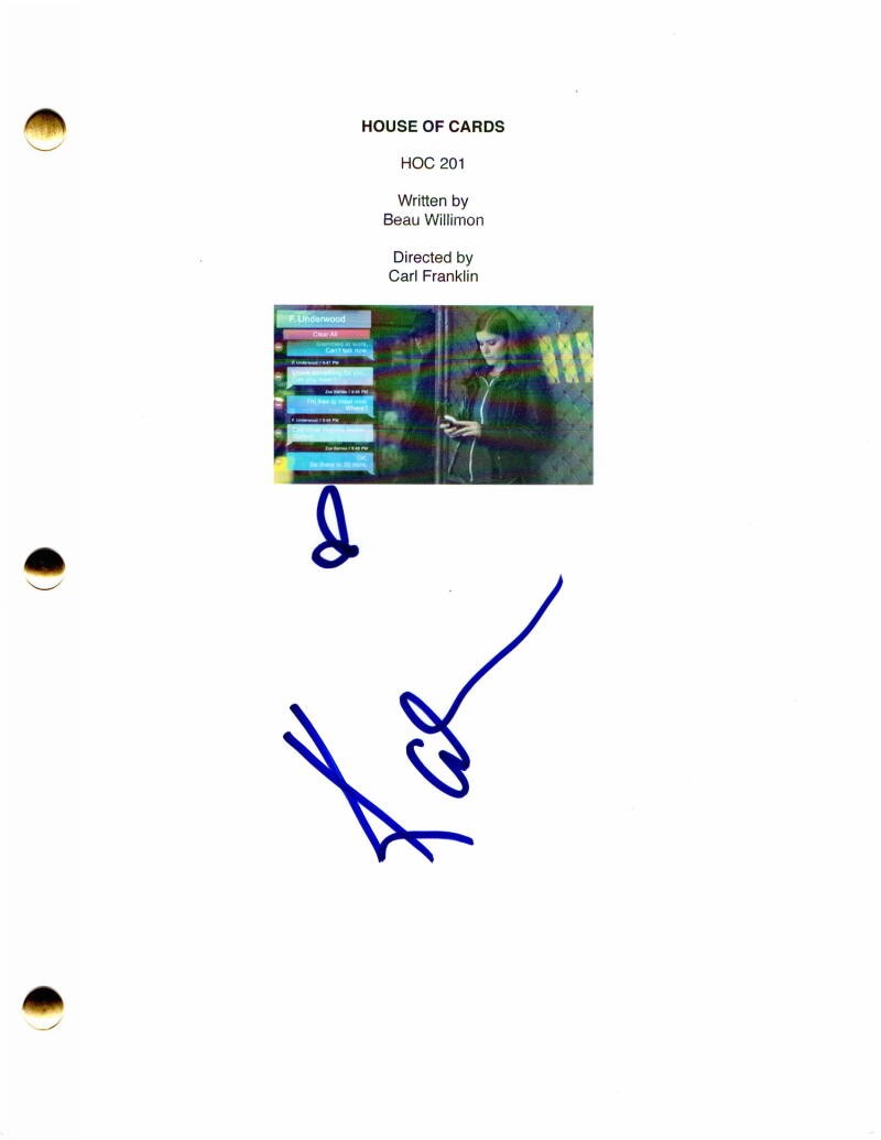KATE MARA SIGNED AUTOGRAPH - HOUSE OF CARDS FRANK KILLS ZOE FULL EPISODE SCRIPT