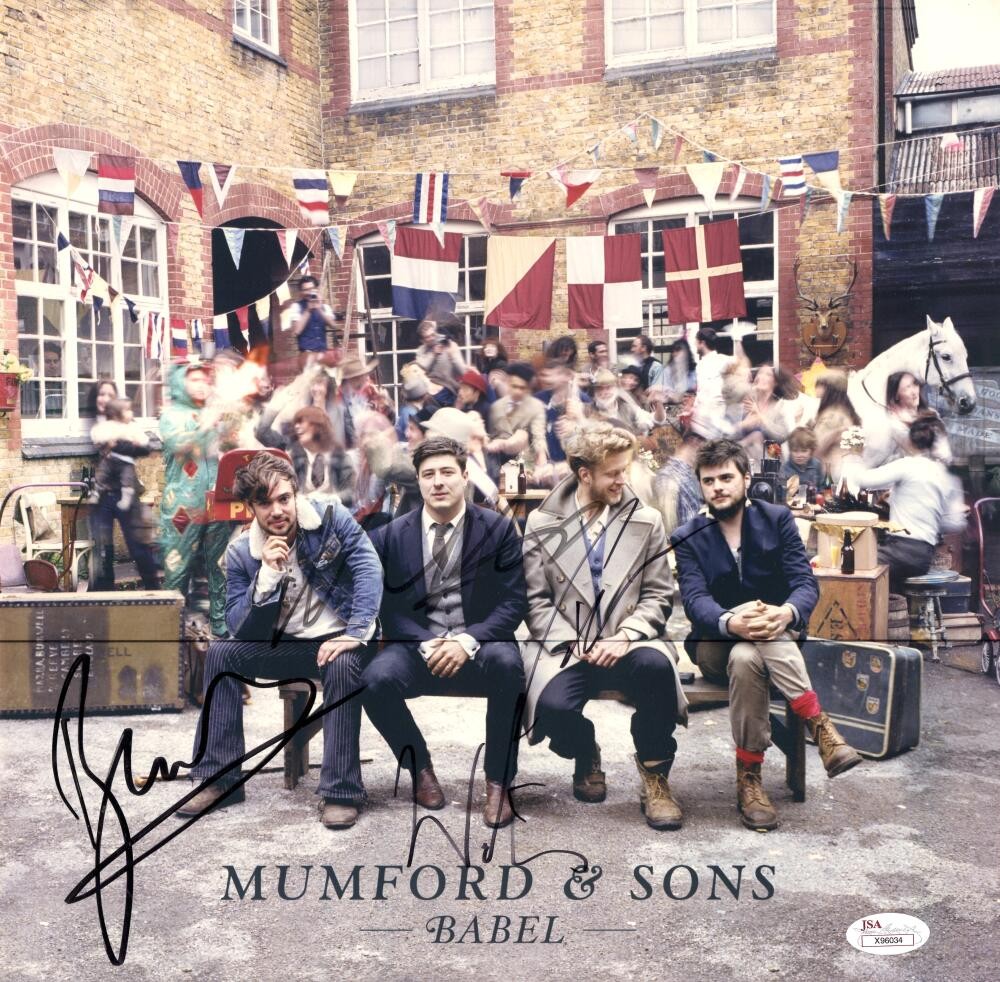 Mumford & Sons Band x4 Signed Autograph 12x12 Babel Album Flat - Marcus JSA COA