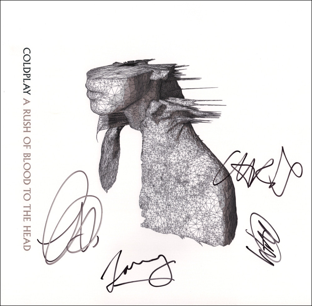 Coldplay Band Signed Autograph 12x12 Rush of Blood to the Head Album Insert JSA