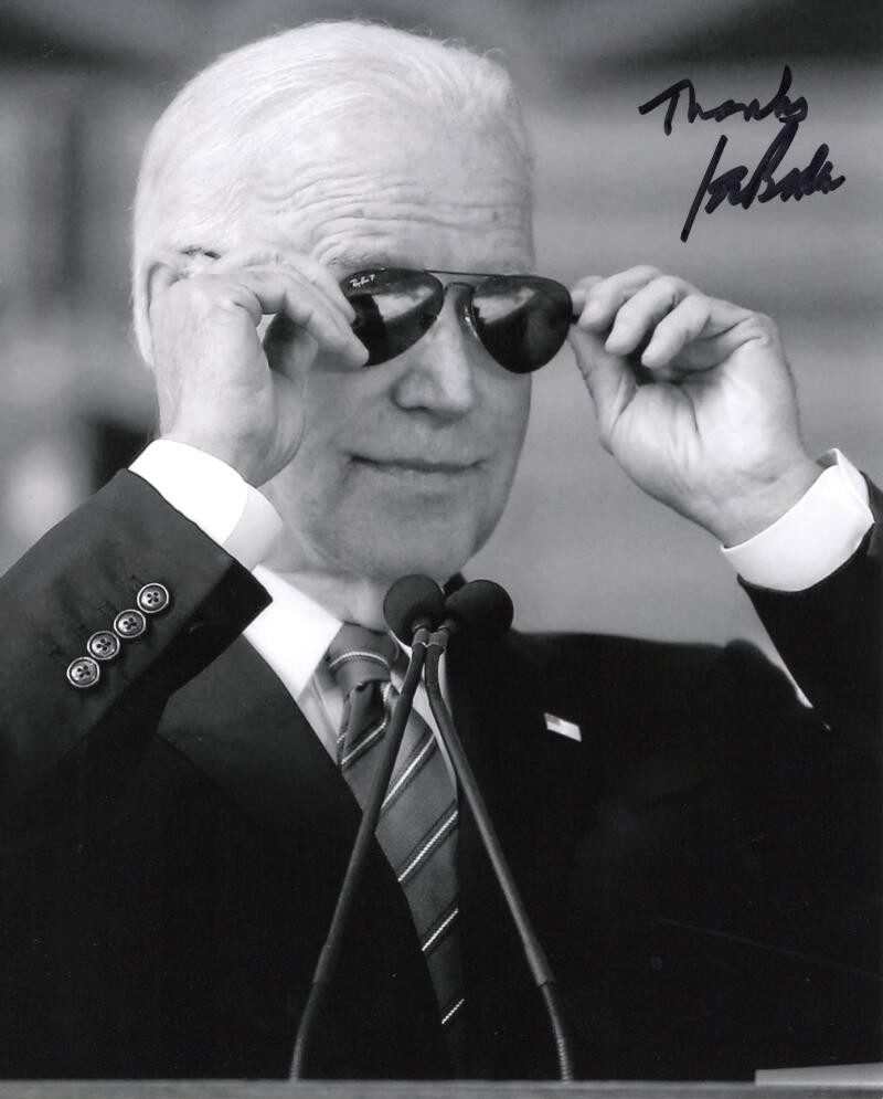 President Joe Biden Signed Autograph 8x10 Photo - Joe Cool w/ Aviators JSA COA
