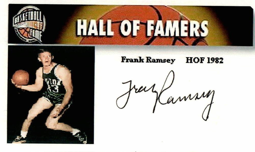 FRANK RAMSEY SIGNED AUTOGRAPH - CUSTOM INDEX CARD - HALL OF FAME, BOSTON CELTICS