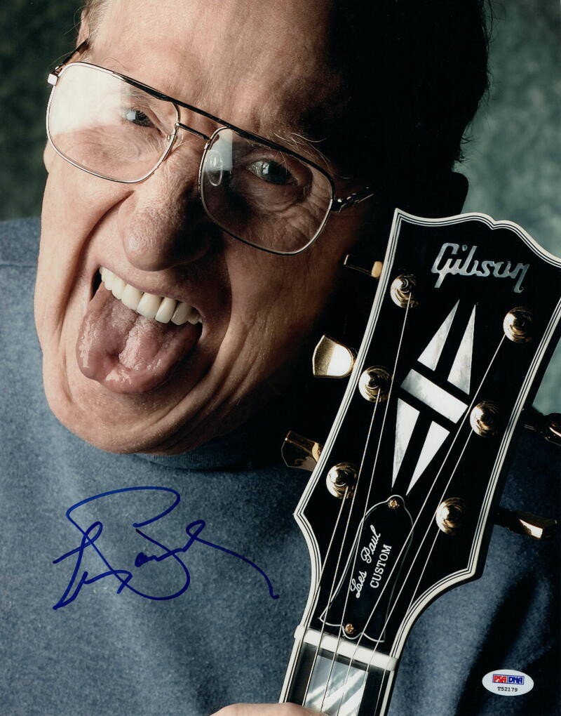 LES PAUL SIGNED AUTOGRAPH 11X14 PHOTO - ROCK N ROLL PIONEER, GUITAR, RARE, PSA