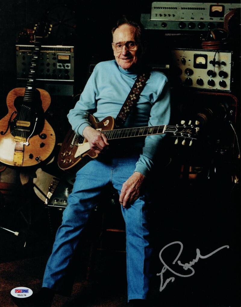 LES PAUL SIGNED AUTOGRAPH 11X14 PHOTO - ROCK & ROLL PIONEER, GIBSON GUITAR, PSA