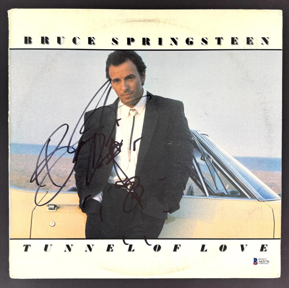 Bruce Springsteen Signed Autograph Album Record w/ Art Guitar Sketch Beckett COA