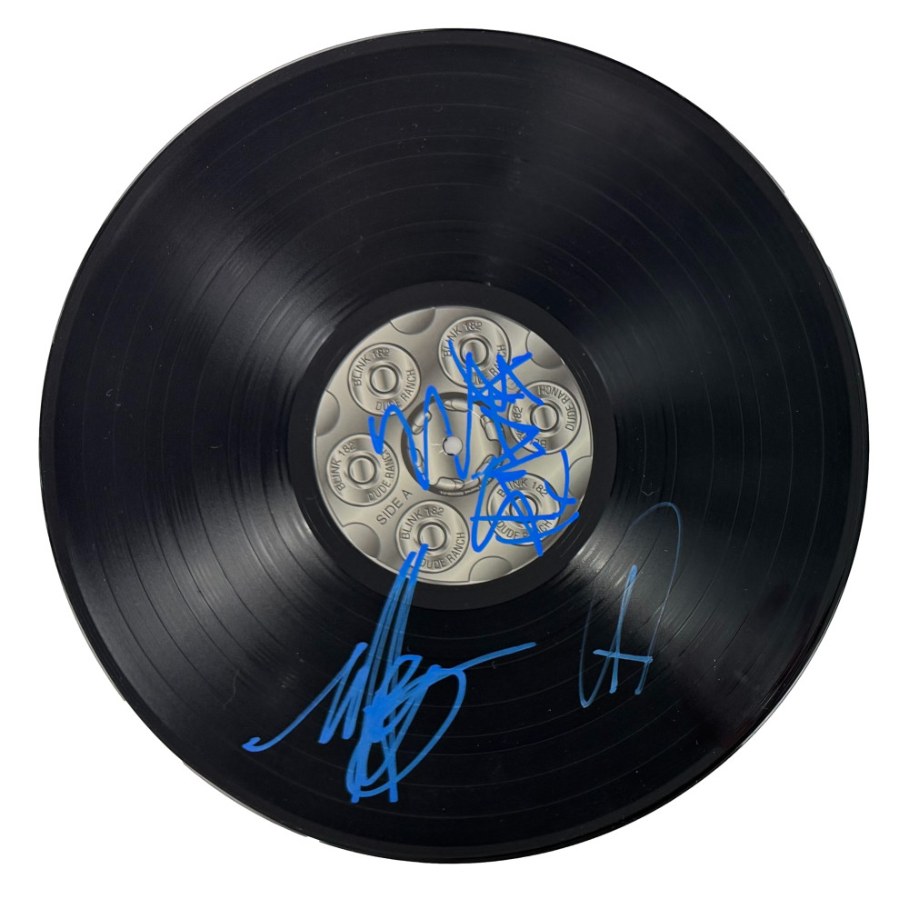 Blink-182 Band Signed Autograph Vinyl Record Disc - Tom DeLonge +2 Beckett COA