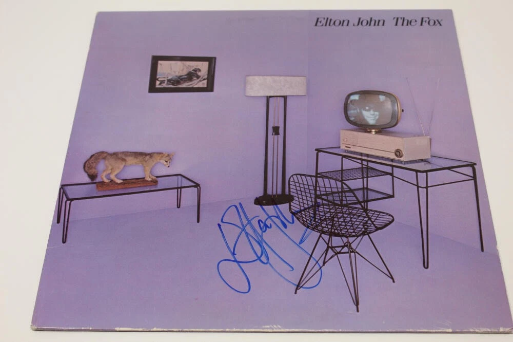 ELTON JOHN SIGNED AUTOGRAPH ALBUM VINYL RECORD THE FOX, ROCKETMAN LEGEND, JSA