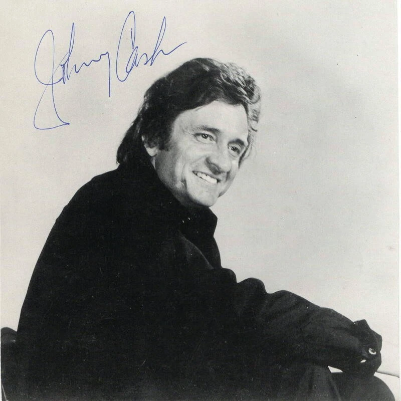 JOHNNY CASH SIGNED AUTOGRAPH 7x7 PHOTO - RING OF FIRE SINGER, VERY RARE JSA