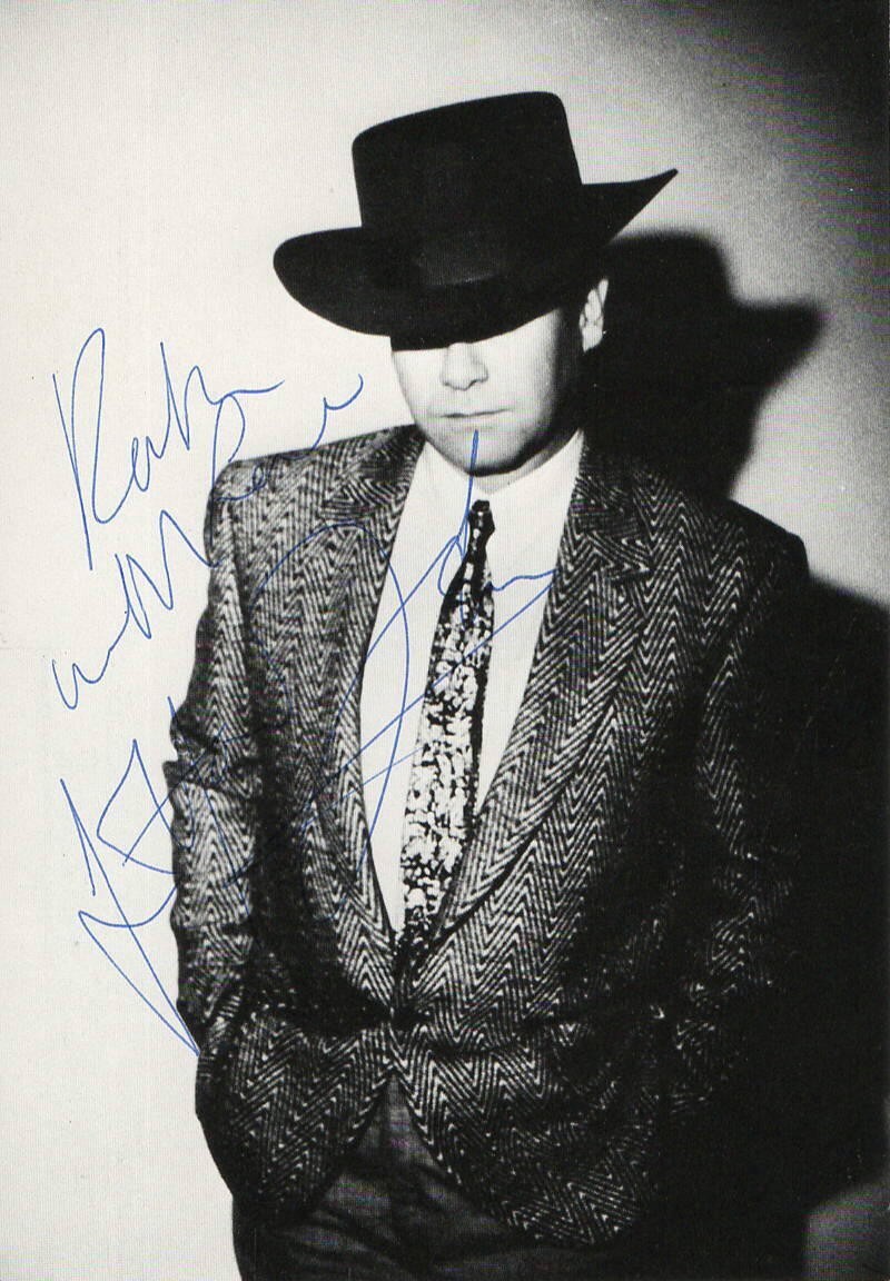 ELTON JOHN SIGNED AUTOGRAPH 4x6 THE ROCKET RECORD COMPANY PHOTO POSTCARD - REAL